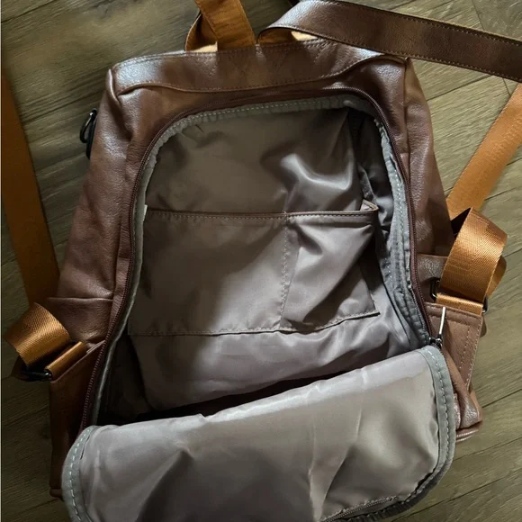 Brown Leather Backpack - Picture 3 of 3